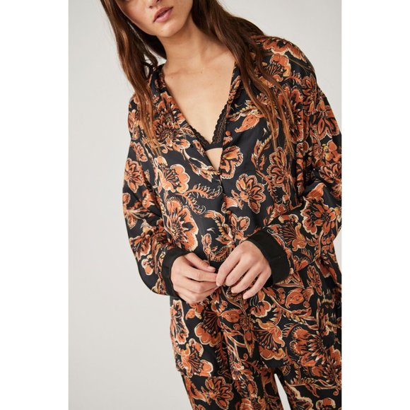 FREE PEOPLE Dreamy Days Pajama Set / Black Combo - Picture 4 of 6
